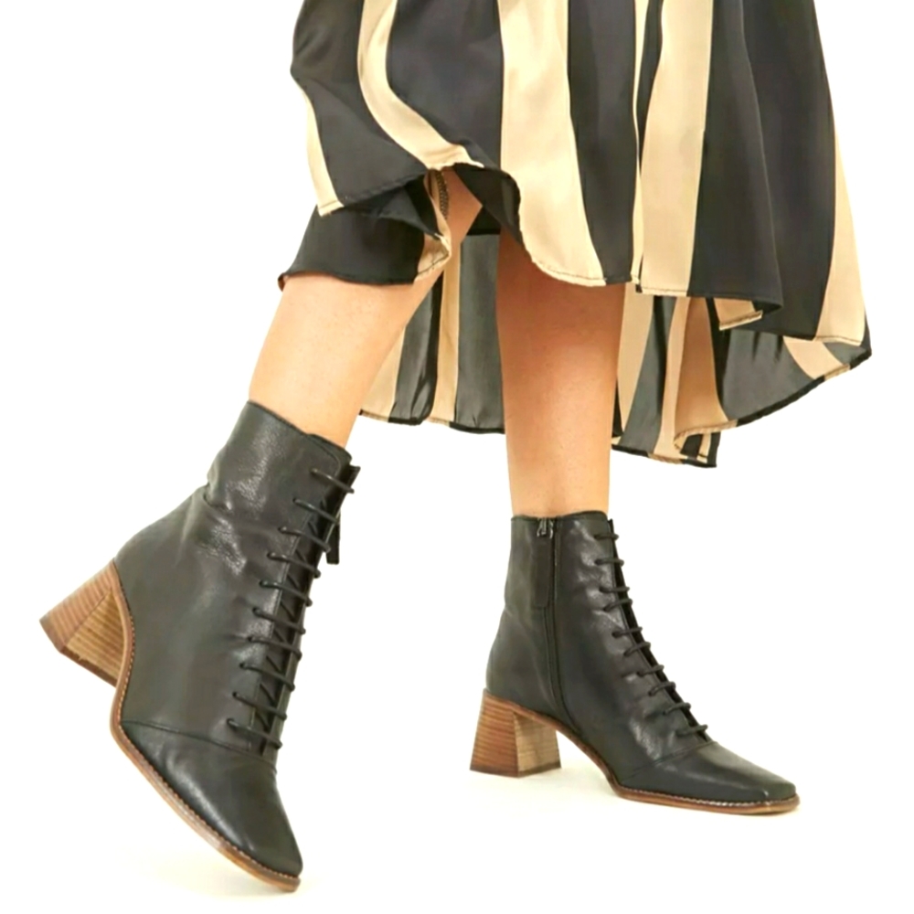 Black Lace Up Bootie